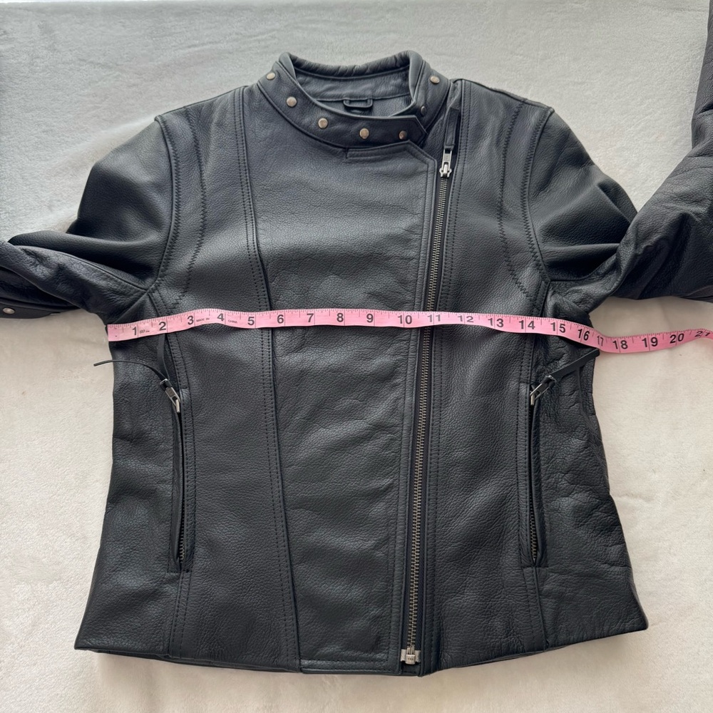 Vintage FMC Genuine Leather Moto Biker Studded Black Jacket Small 80s 90s - Picture 11 of 12